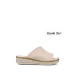 GÖNDERİ(R) Kadın Bej Dolgu Topuk Hakiki Deri Comfort Terlik