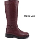 Gönderi(r) Kadın Bordo Antik Fermuarlı Kalın Topuklu Hakiki Deri Çizme - Antik Bordo