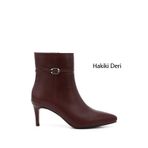 Gönderi(r) Kadın Bordo Platinum Fermuarlı İnce Topuklu Hakiki Deri Bot