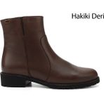 Gönderi(r) Kadın Kahve Antik Fermuarlı Kauçuk Taban Hakiki Deri Bot - Kahverengi