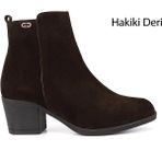 Gönderi(r) Kadın Kahve Süet Fermuarlı Kalın Topuklu Hakiki Deri Bot - Kahverengi - Süet