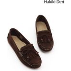 Gönderi(r) Kadın Kahve Süet Fiyonklu Hakiki Deri Comfort Loafer - Kahverengi Süet