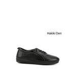GÖNDERİ(R) Kadın / Kız Siyah Lastik Bağcıklı Hakiki Deri Comfort Ayakkabı