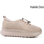 Gönderi(r) Kadın Nude Lastik Bağcıklı Comfort Dolgu Taban Hakiki Deri Sneaker