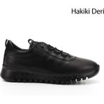 GÖNDERİ(R) Kadın Siyah Dolgu Taban Lastik Bağcıklı Hakiki Deri Sneaker
