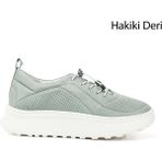 Gönderi(r) Kadın Su Yeşili Lastik Bağcıklı Comfort Dolgu Taban Hakiki Deri Sneaker