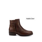 GÖNDERİ(R) Kadın Taba Antik Çift Fermuarlı Kauçuk Taban Hakiki Deri Bot