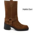 Gönderi(r) Kadın Taba Süet Kalın Topuklu Hakiki Deri Çizme