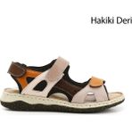Gönderi(r) Kadın Tabaya Vizon Cırt Bantlı Dolgu Topuk Hakiki Deri Comfort Sandalet - Taba - Vizon