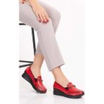 Gondol Kadın Deri Anatomik Taban Tokalı Casual Ayakkabı PYT.6210 - Kırmızı - 37