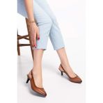 Gondol Kadın Deri Orta Boy Topuk Stiletto VDT.230 - Taba - 42