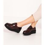 Gondol Lastik Detaylı Hakiki Deri Ayakkabı AST.8004 - Bordo Petek - 36 Bordo Petek - Bordo Croco