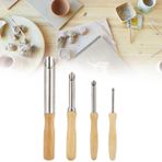 Gonetre 4 Adet Ahşap Saplı Dairesel Yuvarlak Delik Çömlekçilik Kil Kesiciler Delme, Kazıma, Ergonomik Tasarım Ile İşaretleme, Kompakt Boyut, Hafif, Heykel Sanatı Kil Için Uygun (4 tur)
