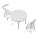 Gonetre Minyatür Ahşap Beyaz Yemek masası Ve Iki Sandalye Mutfak mobilyası Seti Dollhouse Aksesuarları 1:12 Dollhouse Için (WHITE)