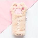 GongtuShop Bej Tarzı Cut Kedi Pençe Kalem Çantası Yumuşak Peluş Kozmetik Çantası Büyük Kapasiteli Kalem Kutusu Kalemlik Kırtasiye Organizatör Kawaii Kırtasiye (Yurt Dışından) - Beyaz