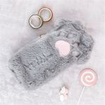 GongtuShop Gri Stil Cut Kedi Pençe Kalem Çantası Yumuşak Peluş Kozmetik Kılıfı Büyük Kapasiteli Kalem Kutusu Kalemlik Okul Malzemeleri Kırtasiye Organizatör (Yurt Dışından) - Beyaz