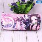 GongtuShop H02 Stili Japonya Anime Demon Slayer: Kimetsu No Yaiba Kamado Nezuko Cosplay Öğrenci Kalem Çantası Kalem Kutusu Kozmetik Çantası Saklama Çantası Noel Hediyeleri (Yurt Dışından) - Beyaz