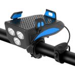 GongtuShop Mavi 4000MAH Stili Yükseltilmiş Bisiklet Işık Çok Fonksiyonlu 4 1 Bisiklet Ön Işık 3 * LED Mtb Far Telefon Tutucu Braketi Hoparlör Powerbank Lambası (Yurt Dışından) - Beyaz