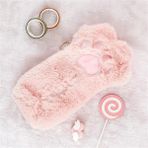GongtuShop Pembe Stil Cut Kedi Pençe Kalem Çantası Yumuşak Peluş Kawaii Makyaj Çantası Büyük Kapasiteli Kalem Kutusu Kalemlik Kırtasiye Organizatör Okul Malzemeleri (Yurt Dışından) - Beyaz