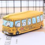 GongtuShop Sarı Stil Otobüs Sevimli Kalem Kutusu Tuval Kırtasiye Kutusu Büyük Kapasiteli Kalem Çantası Okul Çocuklar Için Kalem Kutuları Kalem Kutusu Kawaii Öğrenci Hediyeler (Yurt Dışından) - Beyaz