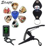 GongtuShop Tek Parça Tarzı 0.96MM Soach Yeni Süper Değerli Alet Kiti Gitar Akort Aleti + Capo + Plectrum Tutucu + Anahtarlık + 6 Renk Seçtikleri Gitar Parçaları Aksesuarlar (Yurt Dışından) - Renkli