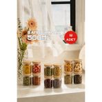 GÖNÜL Bambu Kapaklı 0,5 Lt Cam Kavanoz 12'li Set, Kuru Gıda Saklama Kavanozu Hava Almaz