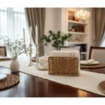 GÖNÜL COLLECTION Hasır Rattan Peçetelik Diktörtgen Saklama Kutusu