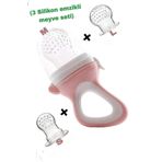 Gönül İşlerim 3 Emzikli Bebek Meyve Besleyici Seti-Bebek Meyve Süzgeci Seti-S(4-6 AY)/M(7-12 AY)/L(13-24 AY)-Pembe