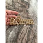 Gönülden Tasarım 12X4 cm Ütü Ile Yapışan Taşlı Flower Yazı Arma Yama Dikiş Hobi Aksesuarı