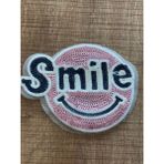 Gönülden Tasarım 14X10 cm Pembe Gülen Surat Smile Aplike Yama Arma Dikiş Aksesuar - Renkli