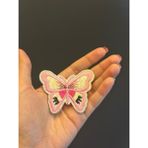 Gönülden Tasarım 8x6 cm Nakış Işleme Kelebek Arma Dikiş Aksesuarı Aplike - Pembe
