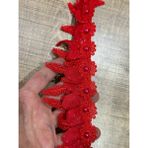 Gönülden Tasarım En 4 cm Boncuklu Güpür Nakış Işleme Şereit Aplike Dekoratif Dikiş Şerit 1 Metre - Kırmızı