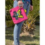 Gönülden Tasarım Love ve Kalpli Aplike Parlak Portföy Clutch El Çanta Pembe - 29X26 - Açık Pembe - Beyaz
