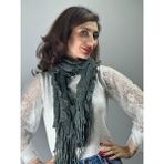Gönülden Tasarım Triko Fırfırlı Yumuşak Kadın Fular Şal 130X25 cm - 130 x 25 cm - Füme