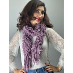 Gönülden Tasarım Triko Fırfırlı Yumuşak Kadın Fular Şal 130X25 cm - 130 x 25 cm - Lila