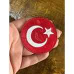 Gönülden Tasarım Ütü Ile Yapışan Kırmızı Saten Nakış Işleme Türk Batrağı Arma Dikiş Aplike 6x6 cm