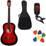 Gonzales 9-15 Yaş 98cm Klasik Gitar Seti Kılıf + Akort Cihazı + Pena - Kırmızı