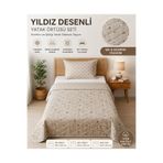 GOOD MORNİNG PAMUKKALE BEJ YILDIZ & ZİNCİR ÇİFT TARAFLI TEK KİŞİLİK KAPİTONE YATAK ÖRTÜSÜ SETİ (YASTIKLI)