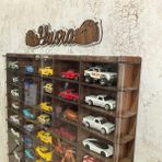 Good Sign Pleksi Kapaklı 1/64 Ölçek 50ARAÇ Hotwheels Matchbox Metal Araç Uyumlu Model Oyuncak Araba Rafı - Ceviz
