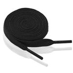 GOODSALEOK 2 çift düz spor ayakkabı bağcığı, 8 mm genişliğinde, birinci sınıf yedek ayakkabı bağcığı, spor ayakkabısı, kaykay ayakkabısı, boş zaman ayakkabısı, evrensel model, Beyaz + siyah., 180cm（2