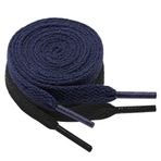 GOODSALEOK 2 çift düz spor ayakkabı bağcığı, 8 mm genişliğinde, birinci sınıf yedek ayakkabı bağcığı, spor ayakkabısı, kaykay ayakkabısı, boş zaman ayakkabısı, evrensel model, Siyah+Deniz Mavisi, 70cm