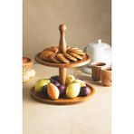 Goodwood JustWood 2 Katlı Ahşap Kek Pasta Sunumluk Standı 25 cm ve 30 cm Ebatlarında Estetik Servis Tabağı