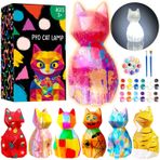 Goodyking Paint Your Own Cat Lamp Kit, Kendin Yap Kedi El Sanatları Gece Lambası, Boyama Seti 8-12 Yaş Çocuklar için Sanat ve El Sanatları, Sanat Malzemeleri Doğum Günü Paskalya Partisi Tatil Hediyesi