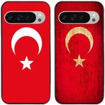 Google Pixel 9 Pro XL / 9proXL I Retro Türkiye Bayrağı Baskılı I TPU Jel Silikon I 2 Adet Arka Telefon Kılıfı Kapağı