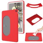 Google Pixel Tablet ile Uyumlu, Google Pixel Tablet Yumuşak Mikrofiber Astarlı Sıvı Jel Silikon Kılıf, Google Pixel Tablet için Kılıf (Kırmızı)