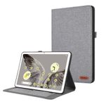 Google Pixel Tablet Kılıfı 11 inç 2023 ile Uyumlu, Katlanır Katlanır Stand Kılıf Koruyucu Kumaş Baskı Kapağı Kart Yuvalı ZY (GREY)