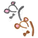 GOOHOCHY 2set Yumuşak Peluş Fare Kulaklı Saç Bandı Kadınlar İçin Rahat Hayvan Kostüm Aksesuarı Sevimli Bow Tie Ve Fare Kuyruğu Ile Eğlenceli Kostüm Için Uygun