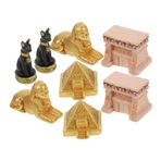 GOOHOCHY 8 Adet piramit modeli bastet koleksiyonluk heykelcik feng shui piramidi minyatür piramit heykelcik mısır piramit heykeli antik mısır tarzı dekorasyon mısır oyuncakları reçine