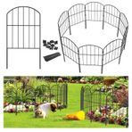 Goovilla Bahçe Çiti, Toplam 10 ft (U) x 24 inç (Y) Bahçe Eskrim Hayvan Bariyeri, 10 Adet Paslanmaz Metal Çit Paneli, Siyah Kazısız Çit, Köpekler için Dekoratif Bahçe Çitleri ve Bordürleri, Çiçek