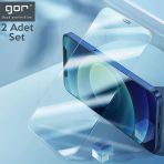 Gor İphone 12 6.7 Best Full Tempered Cam Ekran Koruyucu 2Adet+Takma Aparatı-(5775)